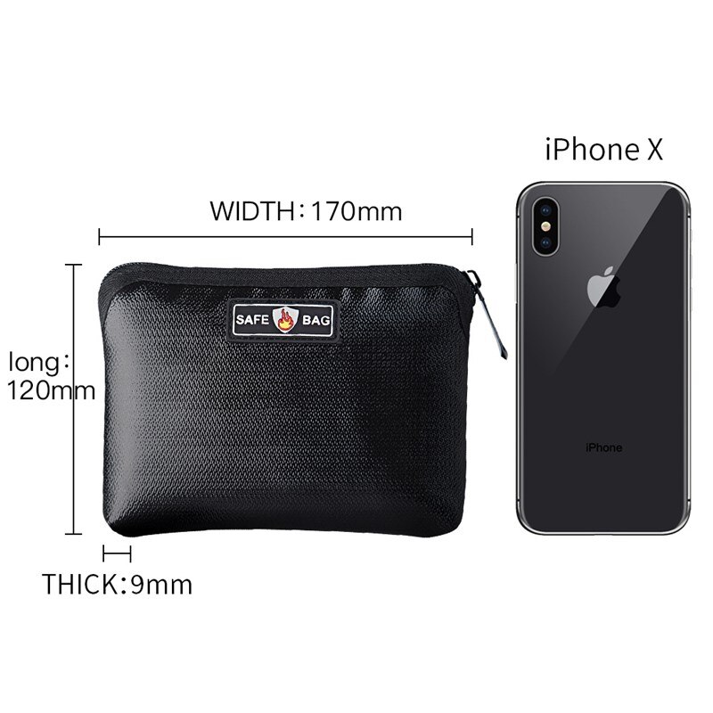 Double sided fireproof flat bag silicone glass fiber lithium battery explosion proof bag portable horizontal square document bag