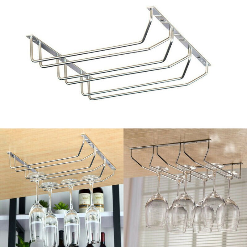 Stainless Steel Wine Glass Cup Rack Wall Mount Hol... – Grandado