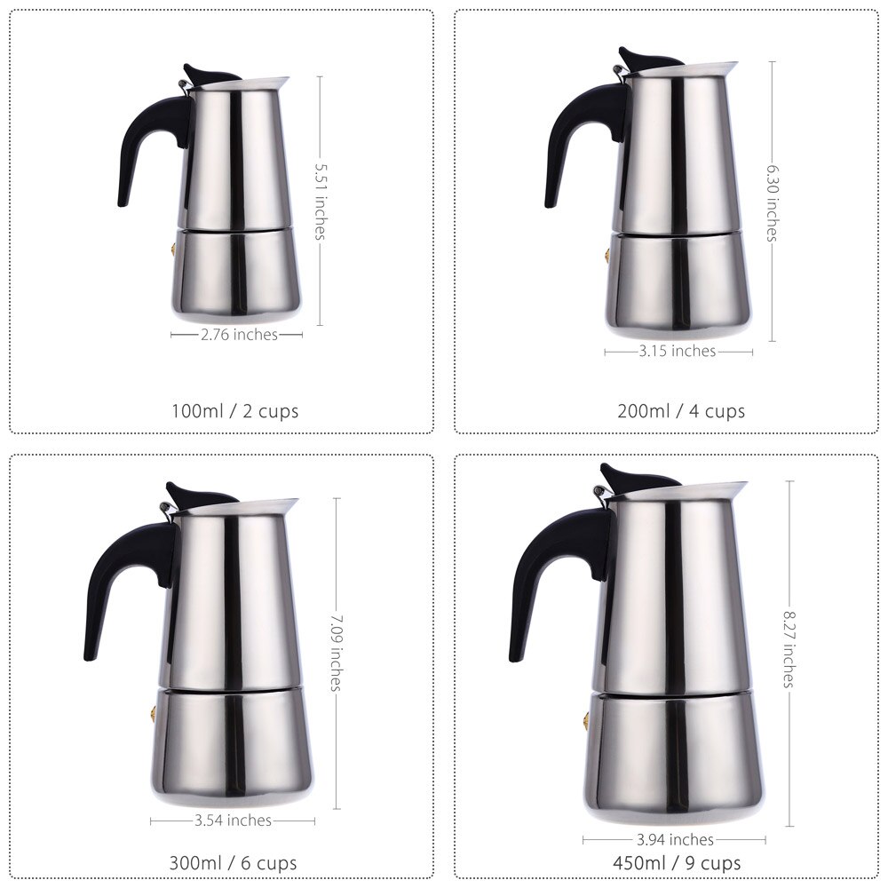 Roestvrij Staal Koffie Pot Mokka Espresso Latte Percolator Stove Koffiezetapparaat Pot Percolator Drinken Tool Koffiekan Latte Kookplaat