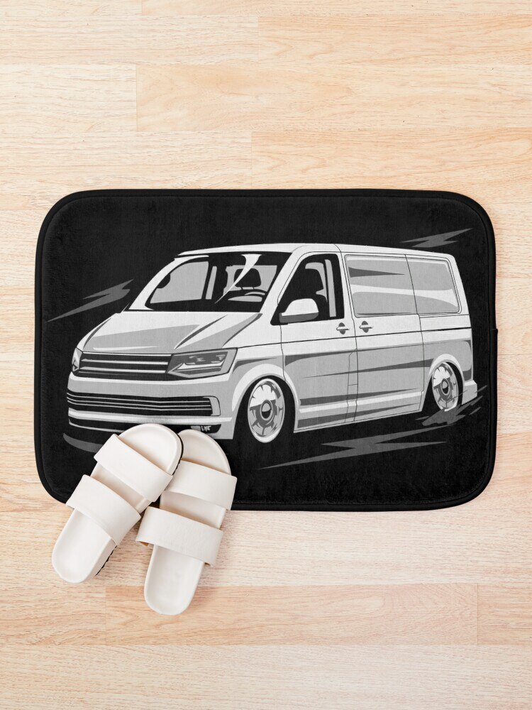 T6 transporter bus caravelle lage stijl vector badmat badkamer badmat set spiegelvezel cartoon badmat set