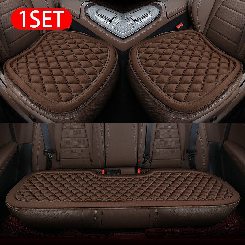 Funda de asiento de coche Universal 3D, cojín de asiento de vehículo, almohadilla de protección de Banco delantero y trasero, Protector de asiento de coche antideslizante para coche de 5 asientos: Coffee Full Set