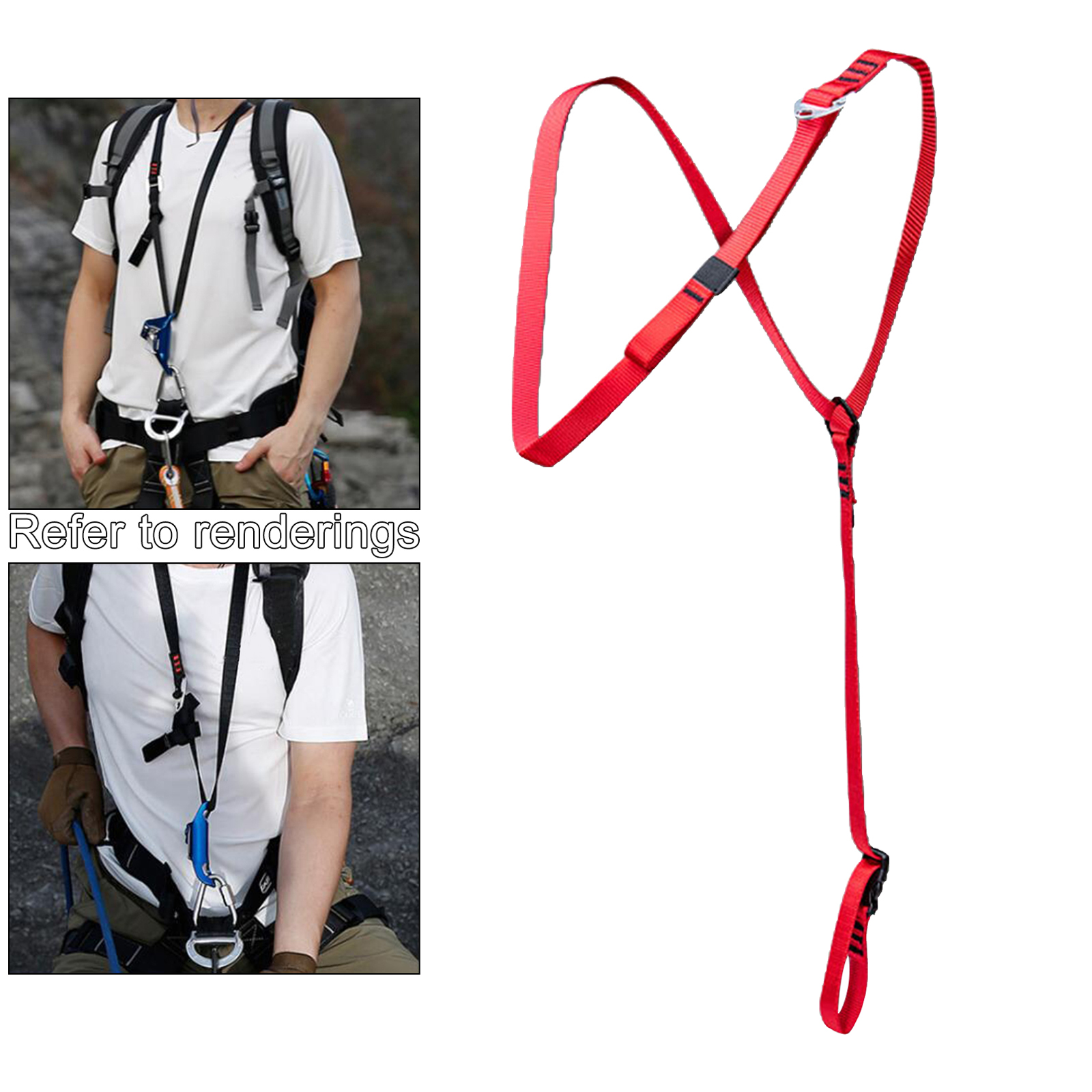 Lightweight Climbing Chest Ascender Caving Shoulder Strap Sling Webbing Adjustable Aerial Work Harness Device Equipment