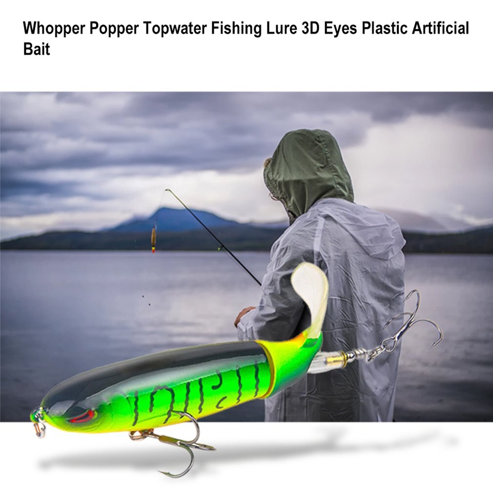 10Cm 13G Whopper Popper Topwater Vissen Lokken 3D Ogen Plastic Kunstaas Hard Vissen Plopper Haak Vissen Accessoires