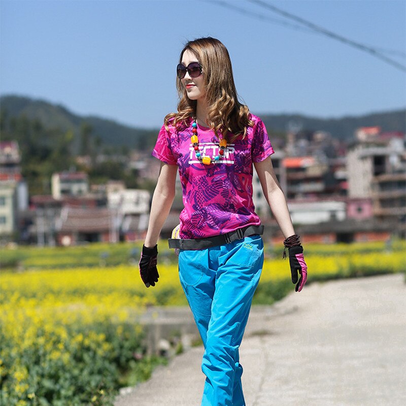 Spring Summer Women Outdoor Camouflage Flower Clothes Short Sleeve T-shirt Campng Trekking Ventilation Hike Mountaineering Sweat