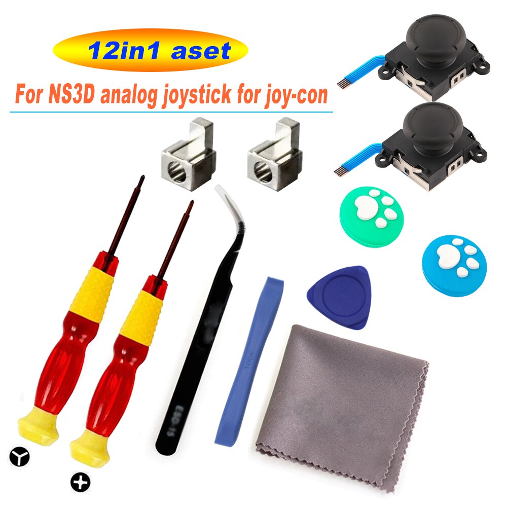 3D Analog Joycon Joystick Thumb Sticks Sensor Replacements Accessories For Nintend Switch Joy Con Controller Housing w/ Tool Kit: 12in1B