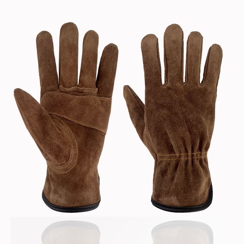 Cowhide Outdoor Protective Gloves Heat Insulation Anti-cutting Anti-thorning Camping Mountaineering Gradening Prunning welding: XL