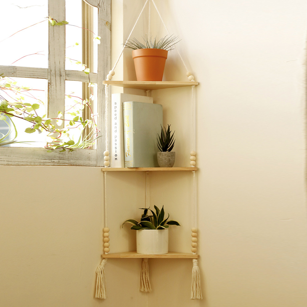 Estante de almacenamiento Triangular de madera, estante para maceta, decoración del hogar, estantes flotantes, decoración estética para habitación, accesorios artísticos de pared para jardín
