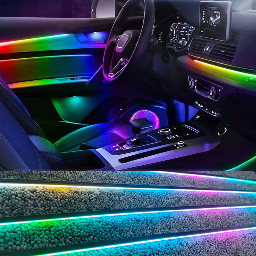 Luz ambiental sinfónica 6/18 en 1 para coche, luz ambiental interior de zona Dual para Control por aplicación de coche, accesorios de tira de ambiente decorativo