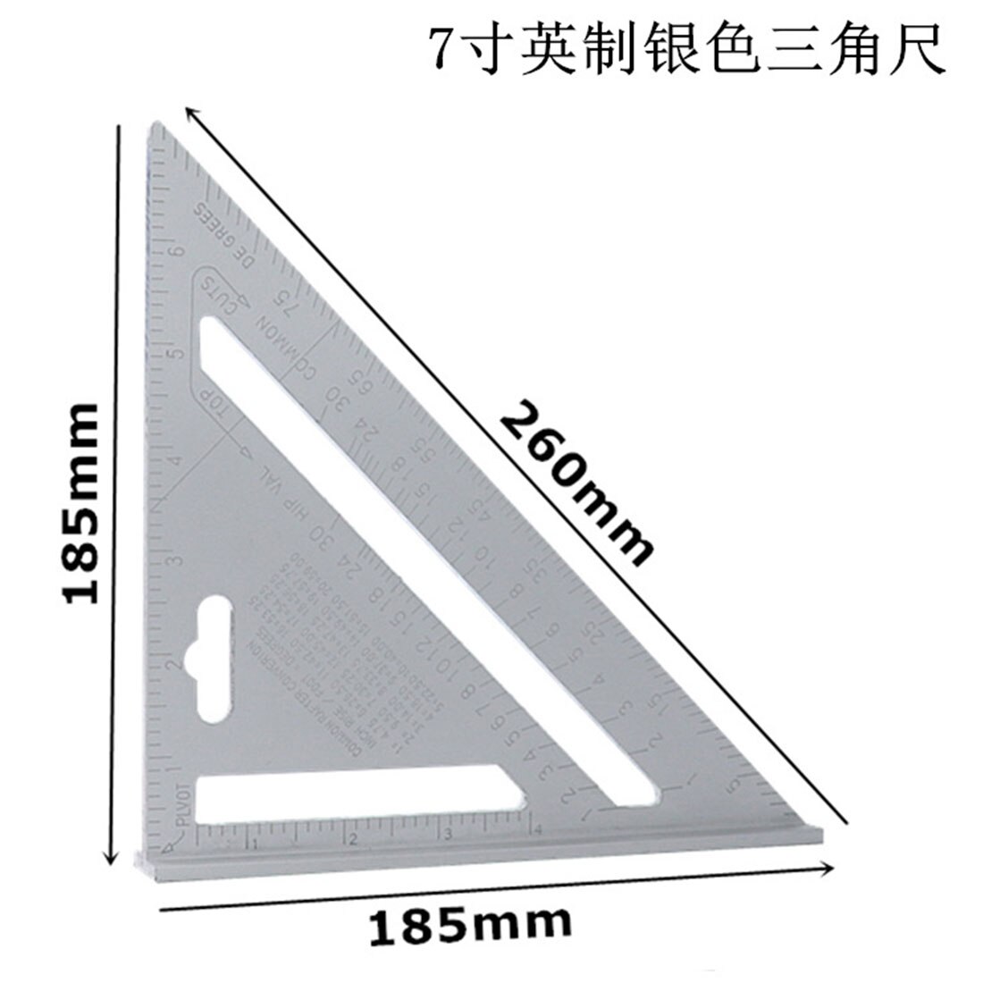 7/12Inch Driehoek Hoek Gradenboog Aluminium Speed Vierkante Meten Heerser Mijter Voor Framing Gebouw Timmerman Gereedschap: 7inch