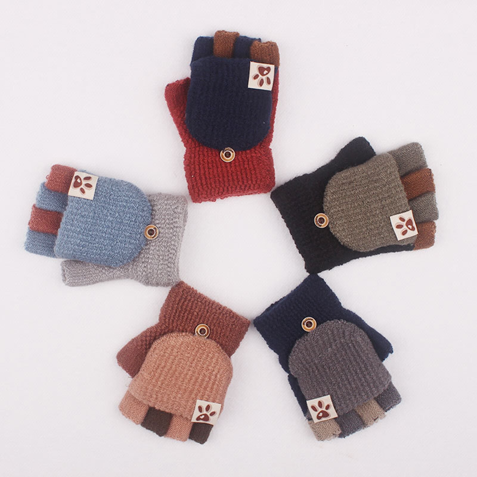 Baby Patchwork Fäustlinge für Art Weiche Cabrio kippen oben Handschuhe freundlicher Baby Winter warm stricken Halbhand Fäustling Перчатки Зимние