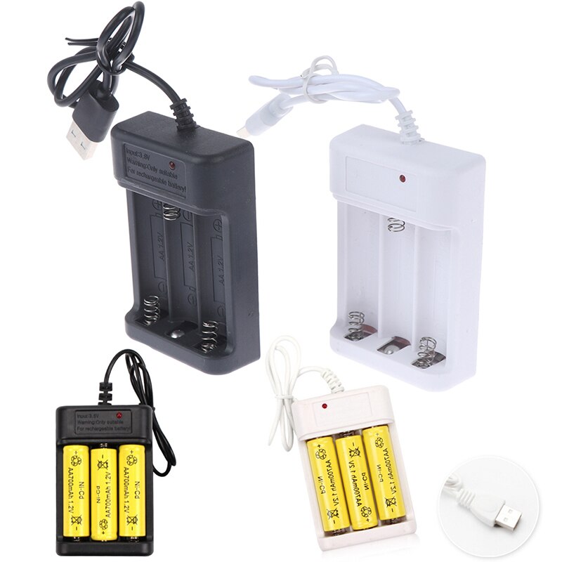USB Plug Charger DC5V 1A 1.2V 3 Slot AA/AAA Rechargeable Battery Charger Adapter