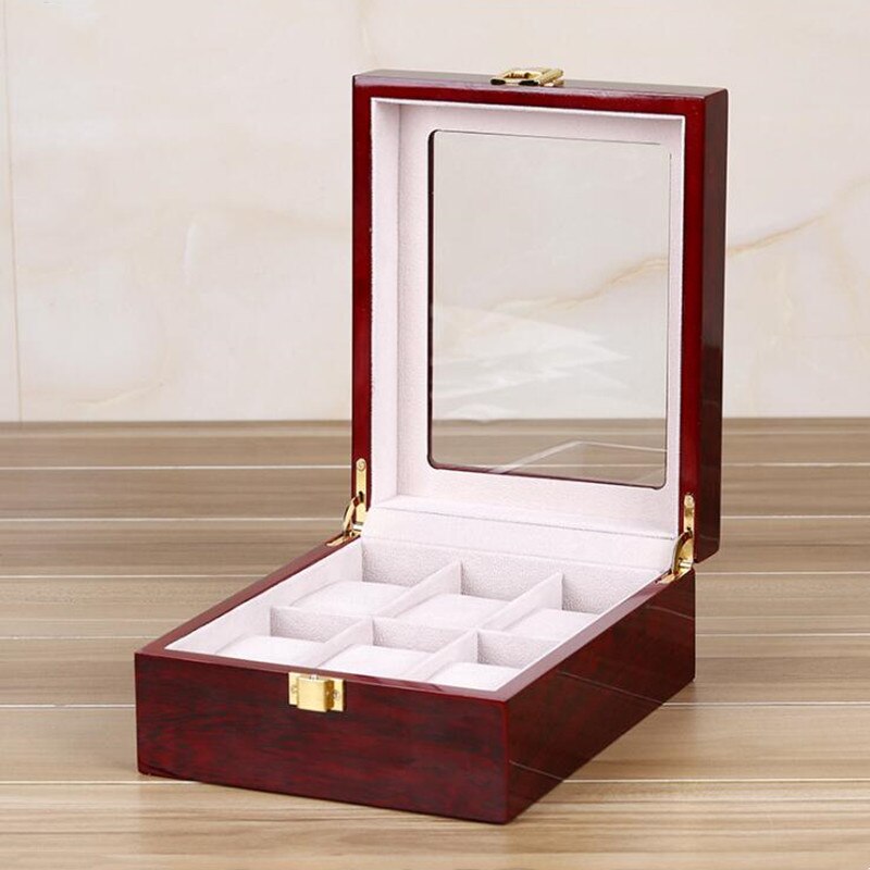 6/8/10/12 Grids Houten Watch Box Sieraden Display Horloge Case Houder Organizer Voor Horloges Mannen Boite montre Best: B 6 Grid Watch Box