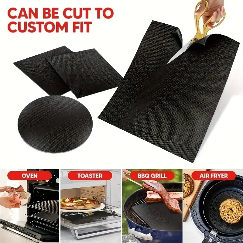4 maten Non-stick Ovenvoeringen Herbruikbare BBQ Grill Mat Bakmat Barbecue Gereedschap Schoon Feestartikelen Keuken BBQ Tool
