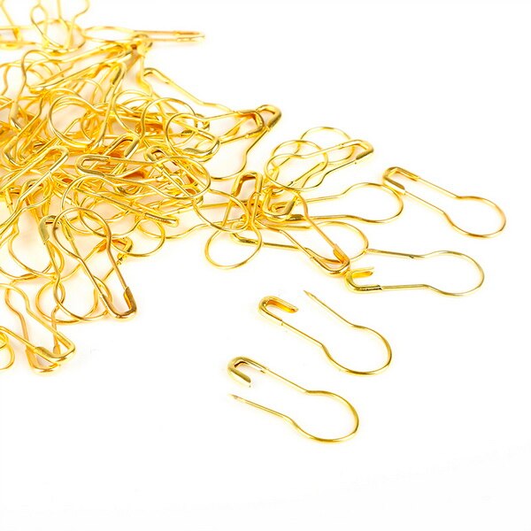 Flere farverige 100 stk / lot hæklet låsesting markør sikkerhedsnåle diy syning strikeværktøj nåleklips håndværk tilbehør: Guld