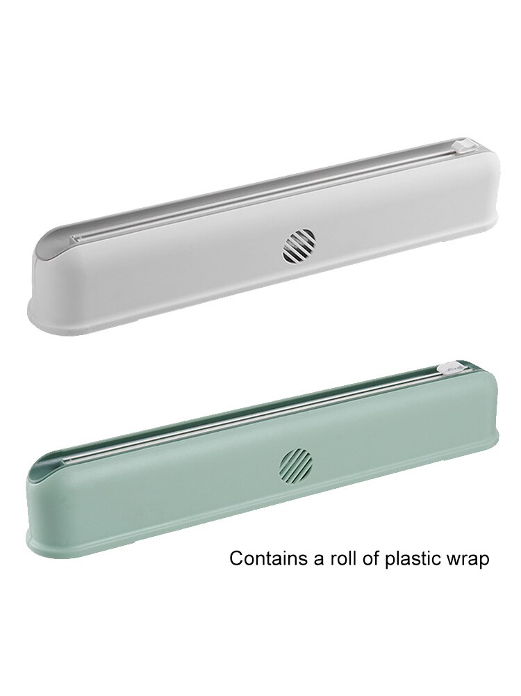 Plastic Wrap Dispenser with Slide Cutter Adjustable Cling Wrap Dispenser with Buckle Kitchen Accessories for Food Preservation