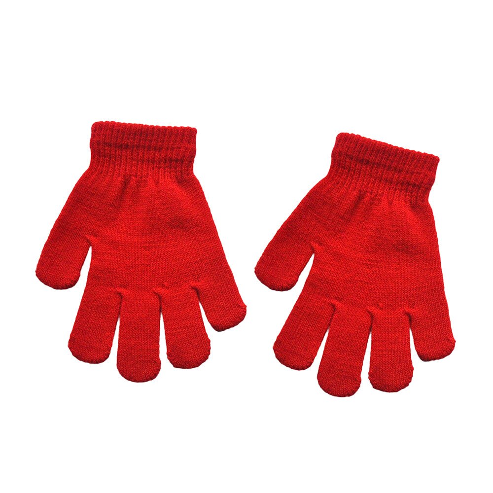 Kids Girls Boys Cute Solid Warm Gloves Casual Unsex Baby Winter Gloves For 5-12 Years children guantes para ninos: Red