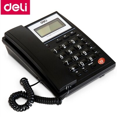 Deli 786- zits telefoonset met snoer, scherm, draaibare telefoon, nummerweergave en geheugen, kantoor, thuis: Zwart