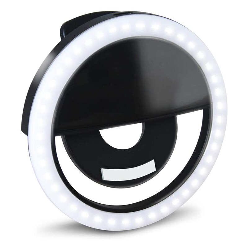 Selfie LED Ring Lamp, Portable Clip-on Selfie Fill Light for Phone/Android Smart Phone & Photography/ Camera Video/ Makes up: Black