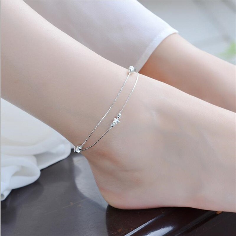 Klassieke Bal Ster Enkelbanden Voor Meisjes Accessoires Mode 925 Sterling Zilveren Armband Vrouwelijke Party Armband Zilveren Dame: anklet