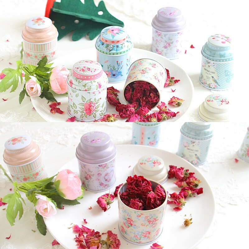 1PC 7.6x5.7cm Mini Candy Tin Boxes Small Metal Tin Can Floral Print Seal Pot Packaging Box Tea Container