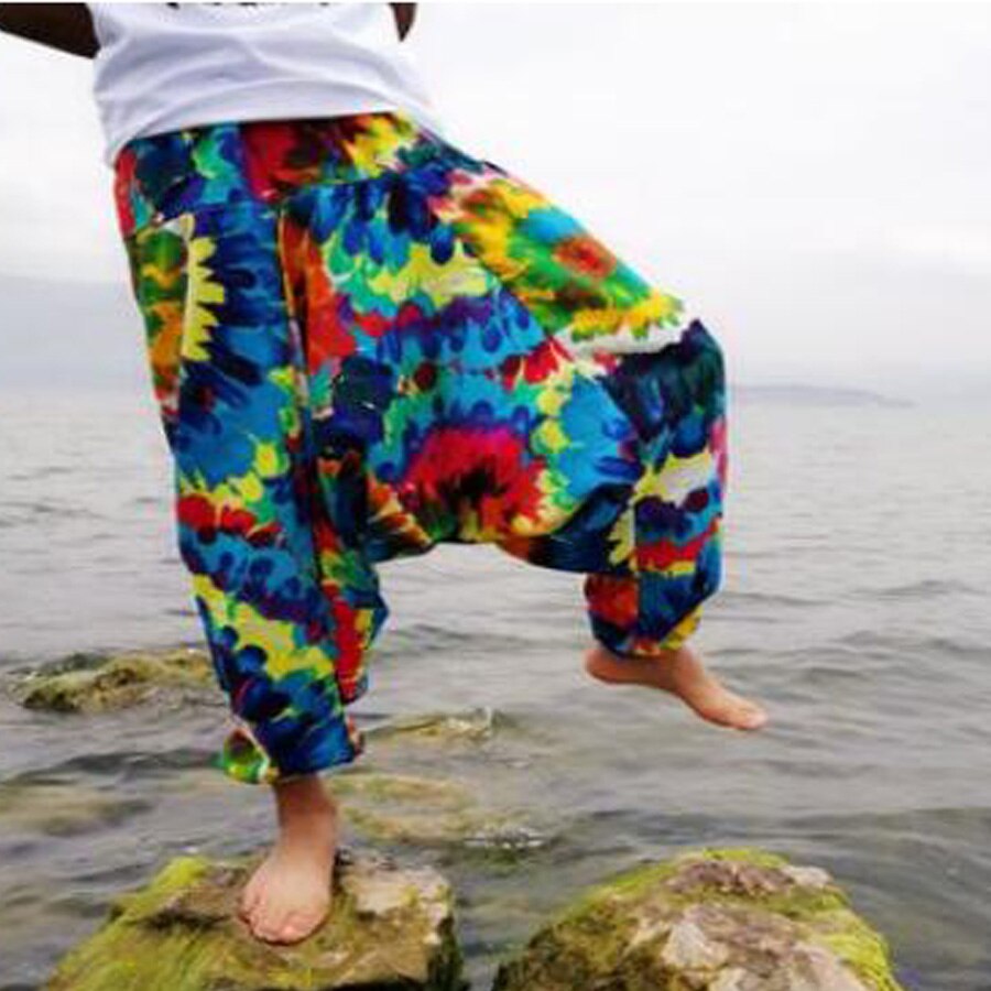 20 print thai hip hop aladdin hmong baggy bomuld hør harem bukser mænd plus size brede ben bukser boho casual bukser cross-bukser