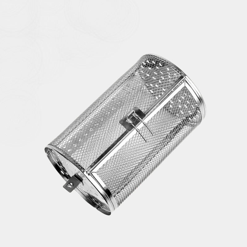 Rustfritt stål ovn steke kurv baking roterende nøtter bønner peanøtt bur bbq grill bakeware