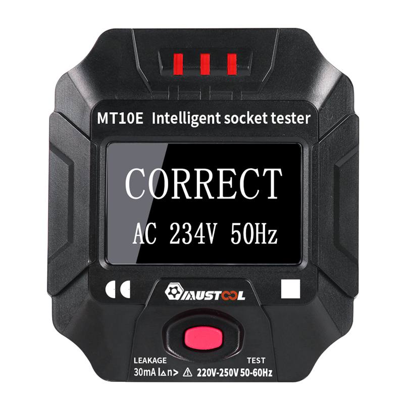 MUSTOOL MT10S/MT10E Socket Outlet Tester Intelligent Detection Display Voltage Frequency RCD Tester 6 Wiring Modes