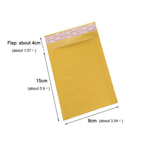 30 Uds. Bolsas de sobres de burbujas, papel Kraft, sobres acolchados, de sobres con burbuja, embalaje amarillo multifunción, bolsa de correo: 30pcs 9x19cm