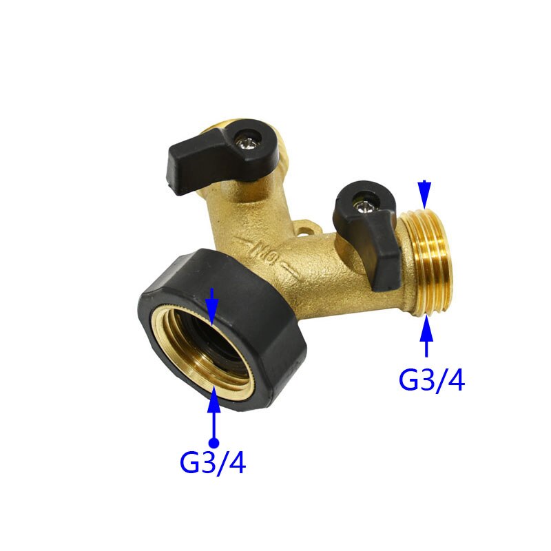 Válvula de riego ajustable para grifo de jardín, divisor de agua de 2 vías de latón hembra de 3/4 pulgadas, 3/4, 1 pieza