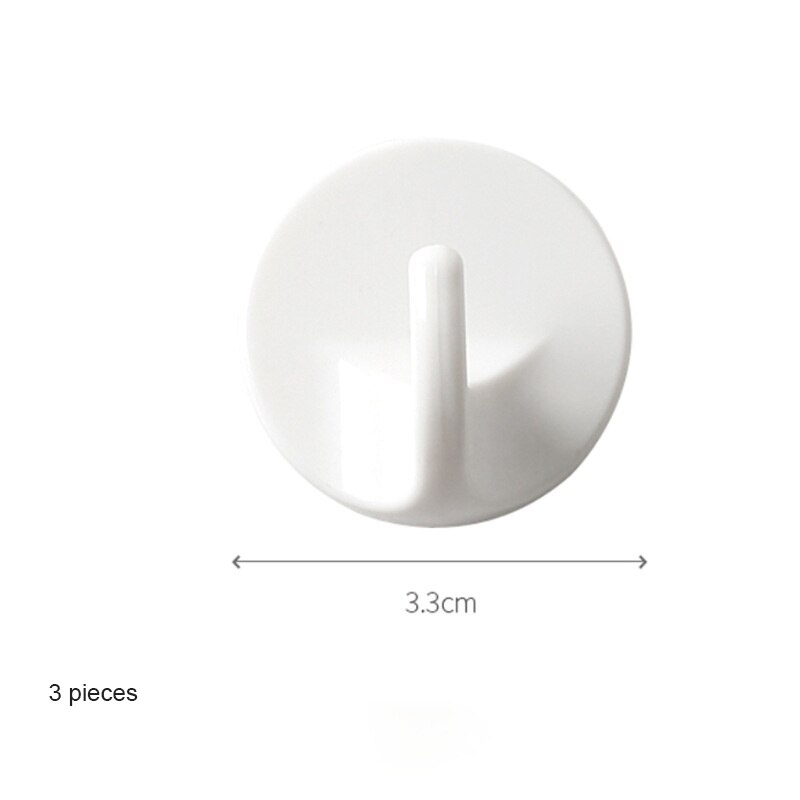 Support de rangement mural rond, crochet de salle de bain, cuisine, supports de colle adhésifs muraux, crochet collant en plastique résistant à la charge: 3 pieces