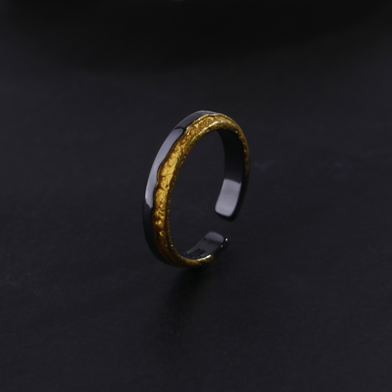Retro Personality Rising Sun Gold Silver Color Collision Ring For Men Jewelry Trendy Couple Ring 925 Silver Male Jewelry Open