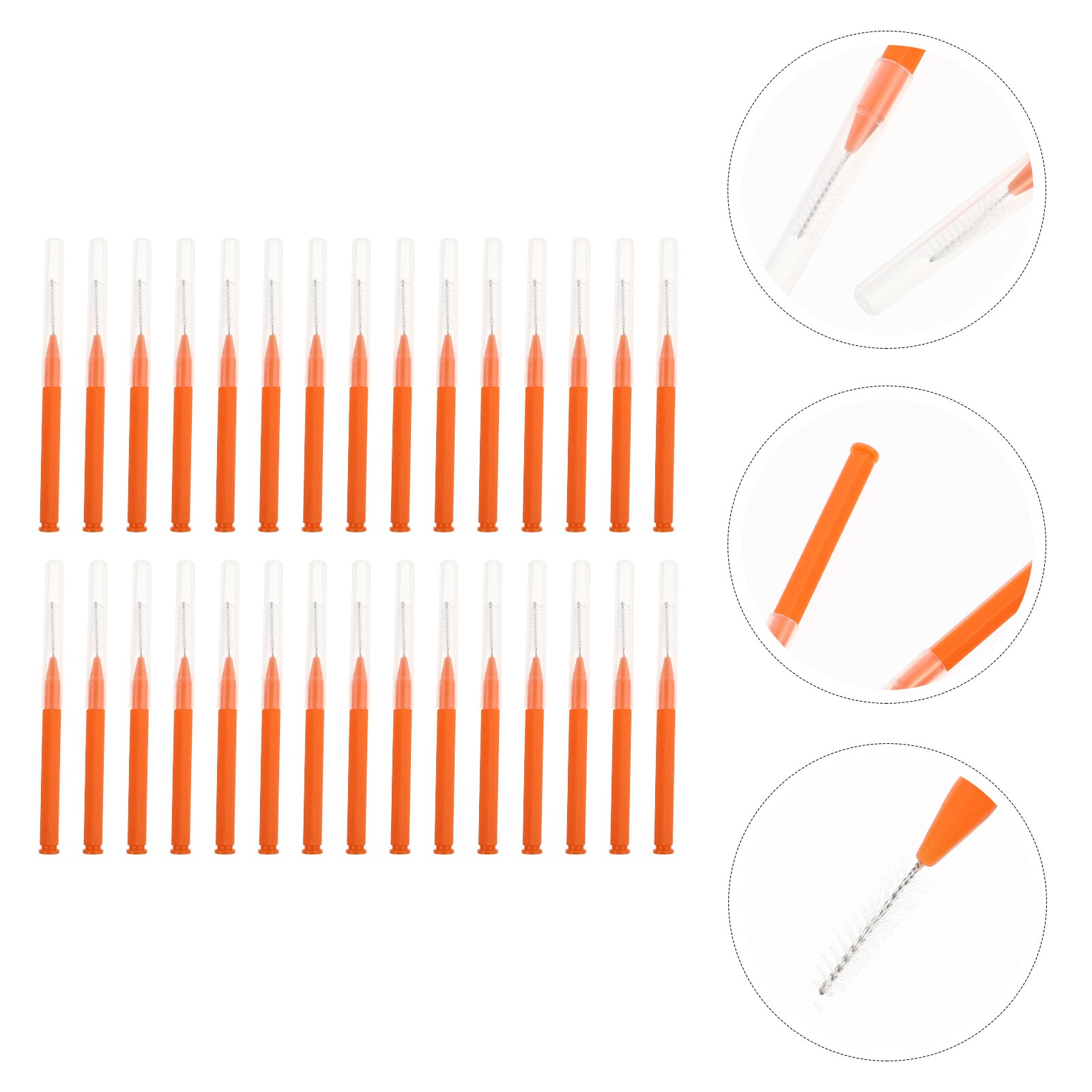 30pcs Tooth Floss Brush Safe Interdental Brush Oral Care Tool Teeth Pick for Men: Orange