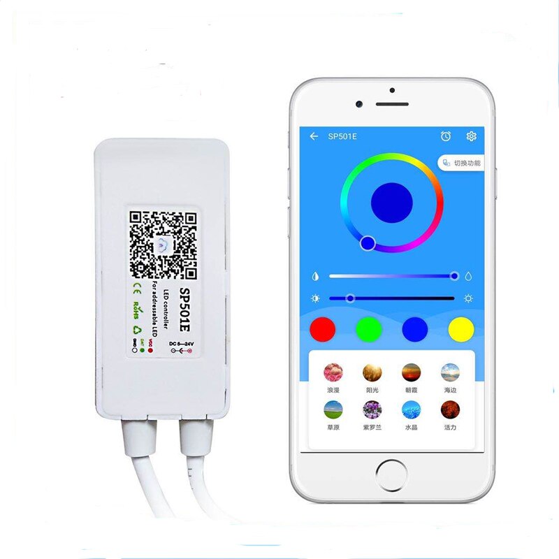 Sp 601e sp501e alexa google home smart home pixel led wifi spi-kontroller stemmekontroll for  ws 2811 2812 2815 led strip  dc5-24v