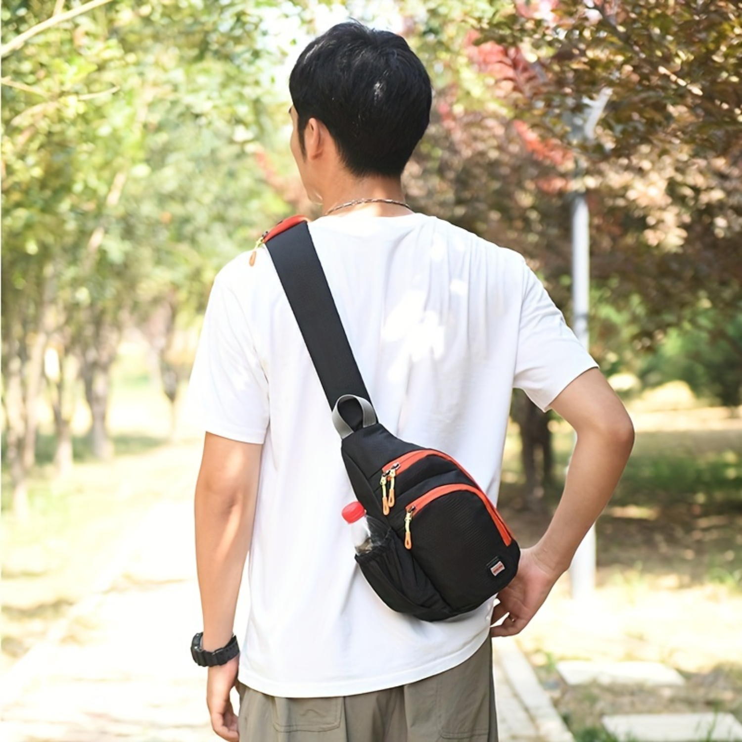 Outdoor Sports Trendy Waterproof Nylon Fanny Pack with Side Pocket and Zipper Sling Bag