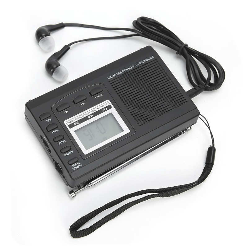 HRD-310 Portable Radio Mini Stereo FM/MW/SW Receiver with Digital Clock 3.5mm Earphone Pocket Radio FM Stereo Radio Receiver