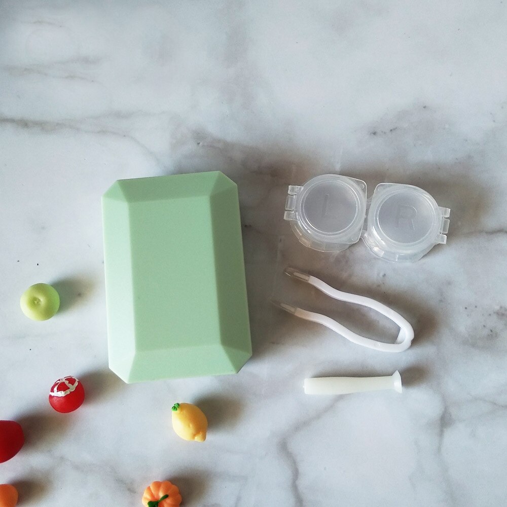 Stałe kolorowe soczewki kontaktowe śliczne mini soczewki kontaktowe zestaw robić pielęgnacji soczewki pojemnik soczewki skrzynka dla kobiet mężczyzn: zielony