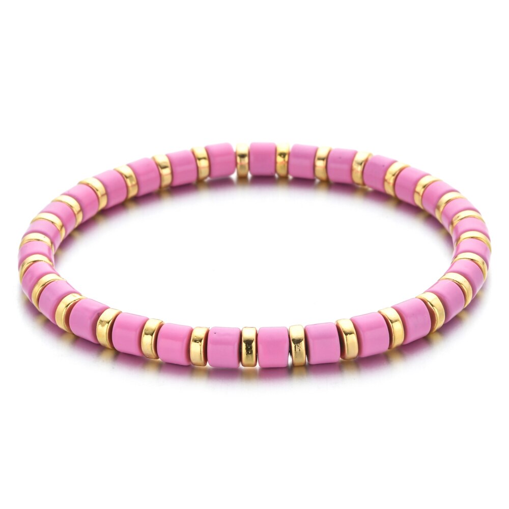Boho pulseira de esmalte, boho, bonito, de arco-íris, stretch, colorida, nova moda, multicolorido, azulejo, miçangas, surf, praia, joia, presente: A2