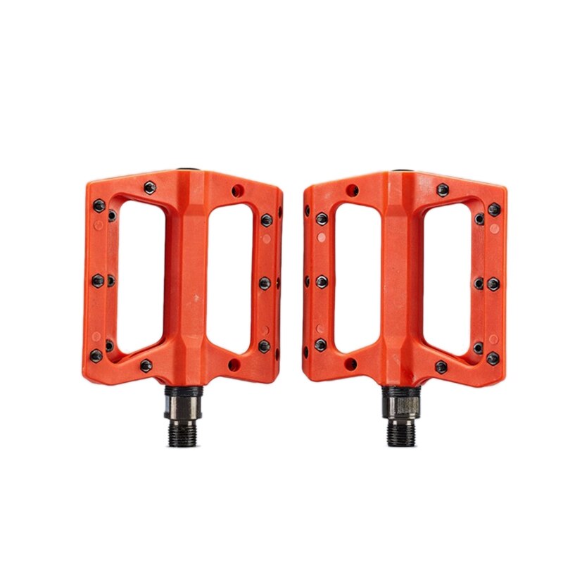 Mountain Bike Pedals 3 Bearing Non-Slip Lightweight Nylon Fiber Bicycle Platform Pedals for BMX MTB 9/16Inch: Orange