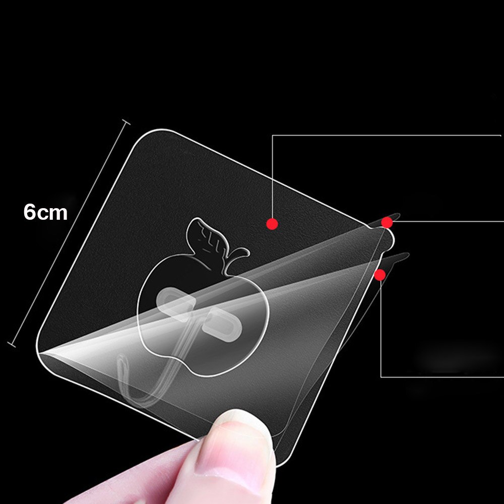 5 stuks transparante, waterdichte badkamerhaak met sterke hechting, naadloze, klevende opberghaak, appelvormige haken