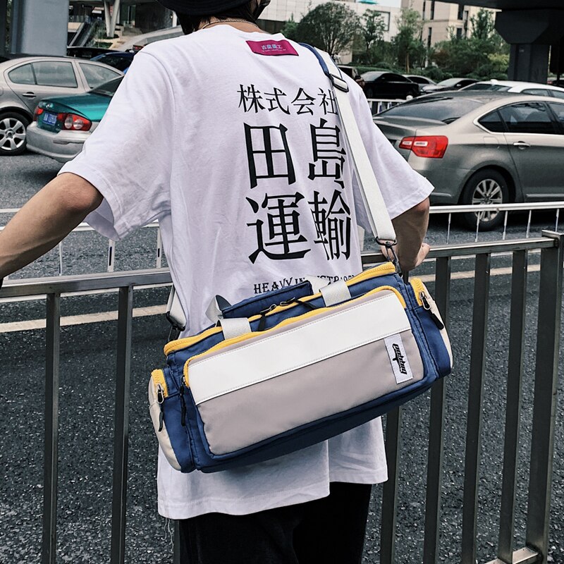 Een Schouder Messenger Bag Mannen Tij Grote Capaciteit Mannen Handtas Camera Tas Reistas Kleine Sport Fitness tas Tij