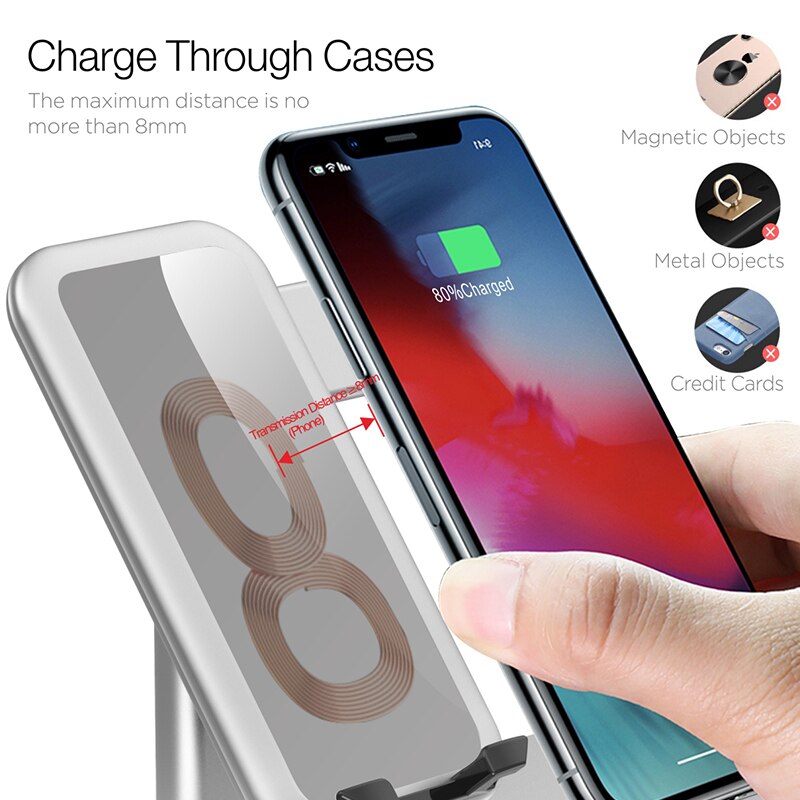 15W Aluminum 3 in 1 Wireless Charger Fast Charging For AirPods 2 iPhone 11 Pro Xs Max XR Charger Dock Holder For iWatch 5 4 3 2