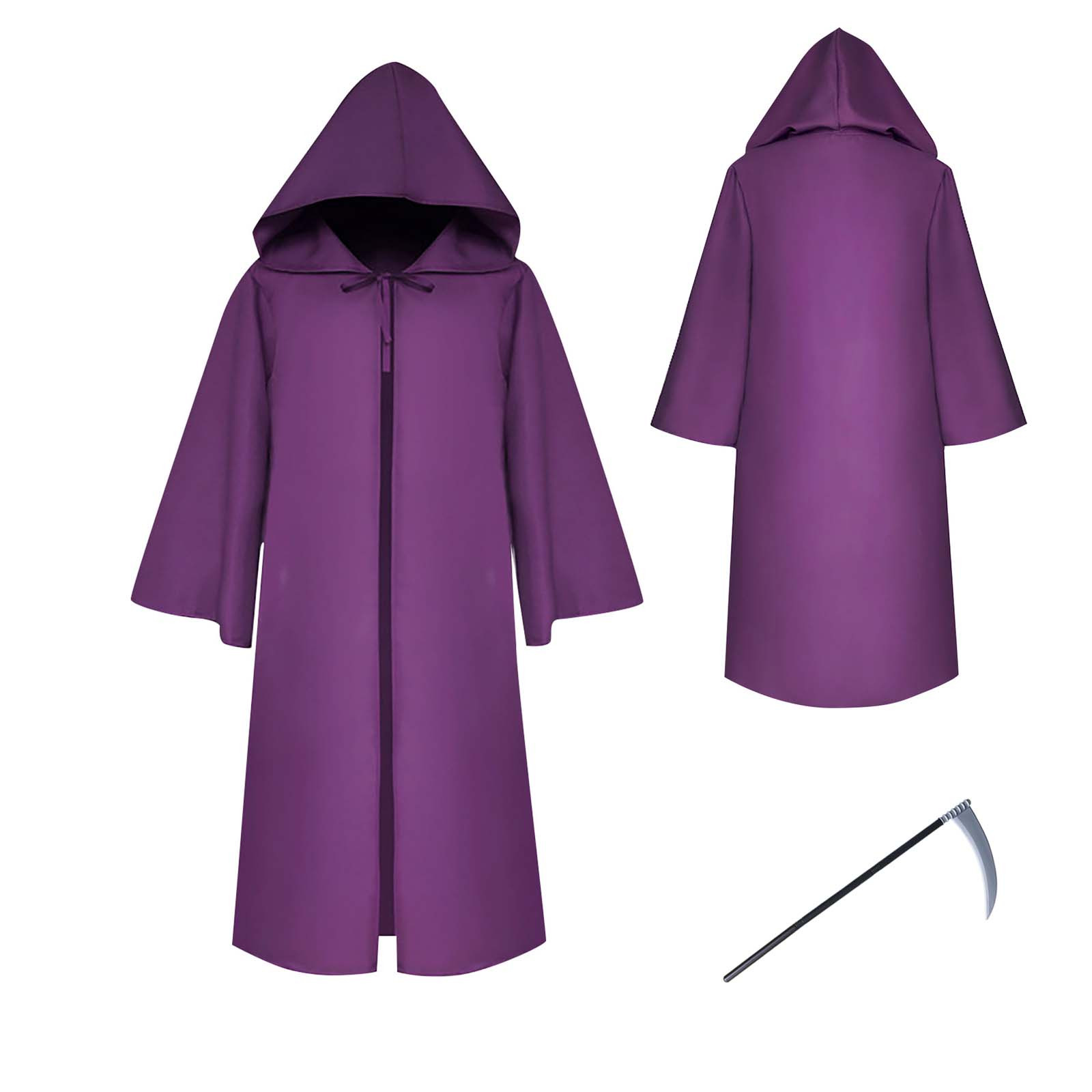 Halloween Hooded Capes For Adult Kid Long Cloaks Cosplay Costumes Witch Red Black Purple Green Grim Reaper Cape For Women Men