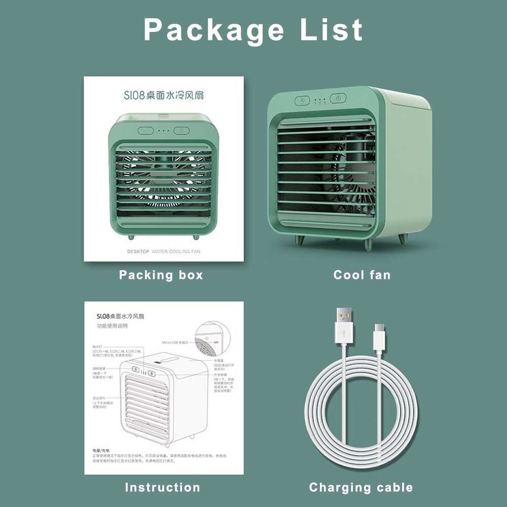 Mini Portable Air Conditioner Humidifier with Water Tank Air Cooler USB 3 Speeds Cooling Fan Air Conditioning for Home Office 5V