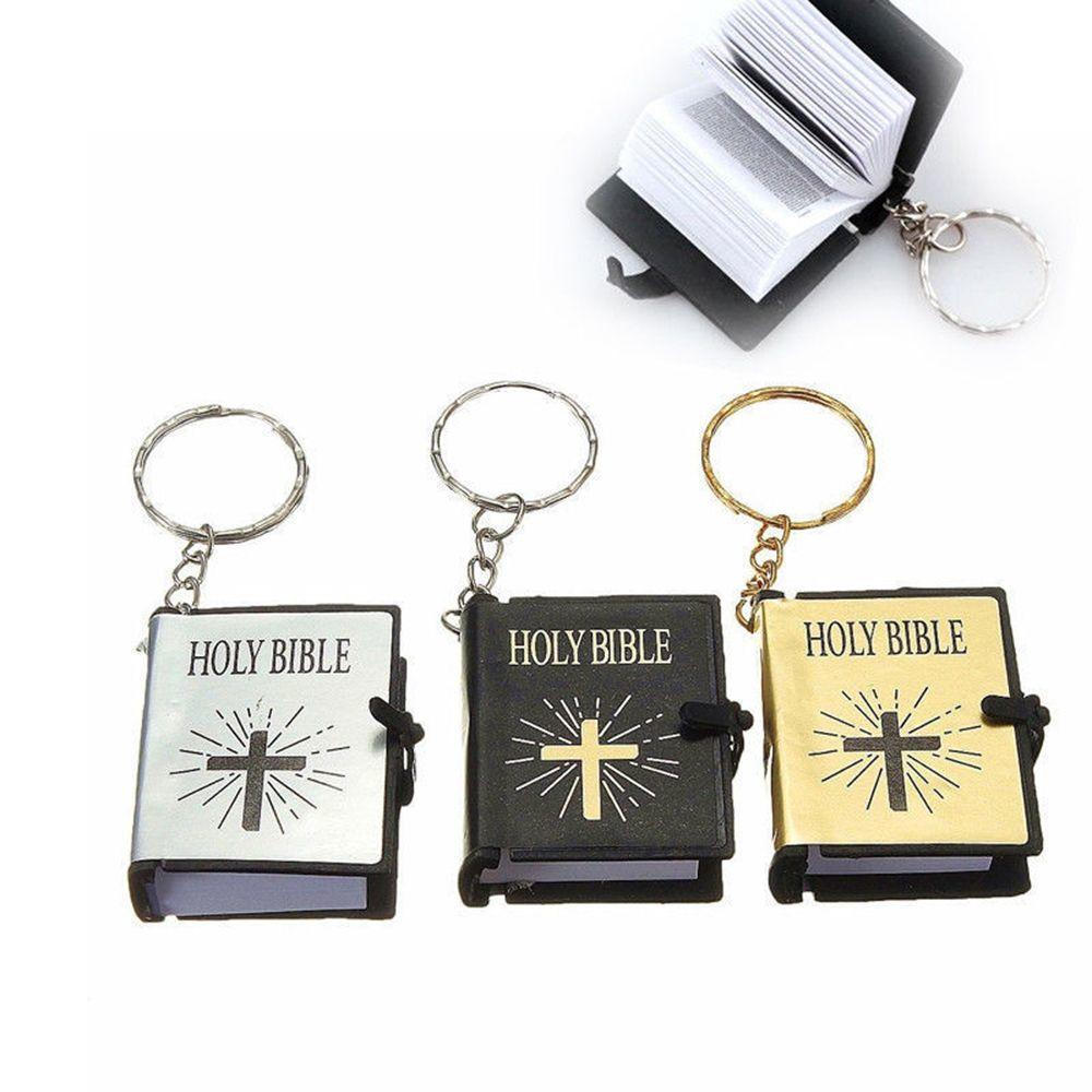 Mini porte-clés de la Sainte Bible anglaise pour femmes, porte-clés religieux, porte-clés chrétien, croix de Jésus, de sac, souvenirs, décorations de voiture, directe