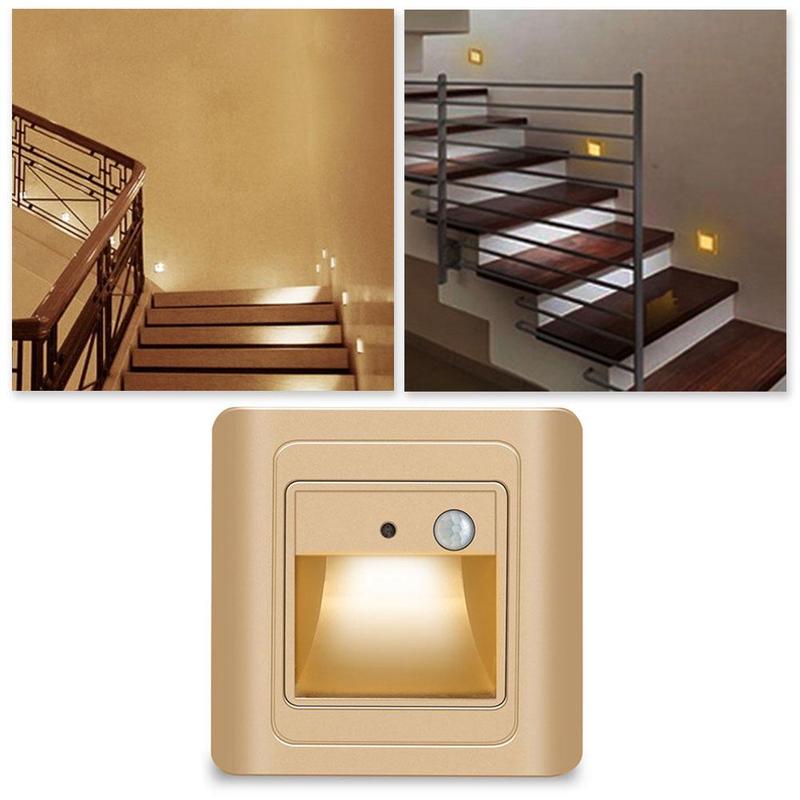 2W Night light Intelligent lamp PIR Motion Detector Recessed kitchen Wall Step Lamp Sensor Lamp Ladder Stair Light foyer LE H5Y6
