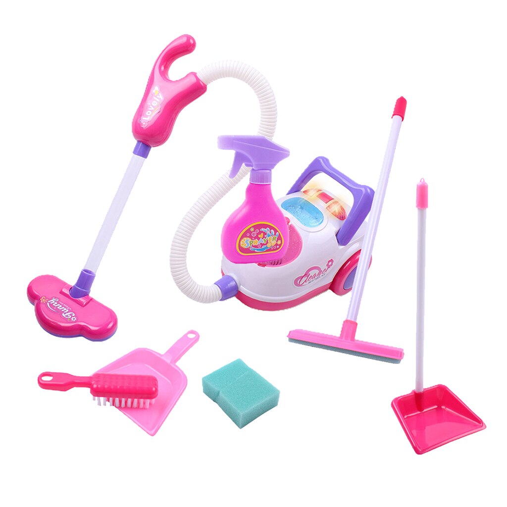Kids Cleaning Vacuum Set Little Pretend Children Cleaning Play Set with Broom, Brush, Dust Pan and Vacuum Cleaner & Accessories