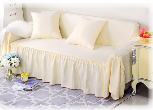 Solid Color Universal Couch Cover for Living Room Furniture Single/Two-seater Sofa Set Slipcovers Four Season: white / 45x45cm Pillowcase