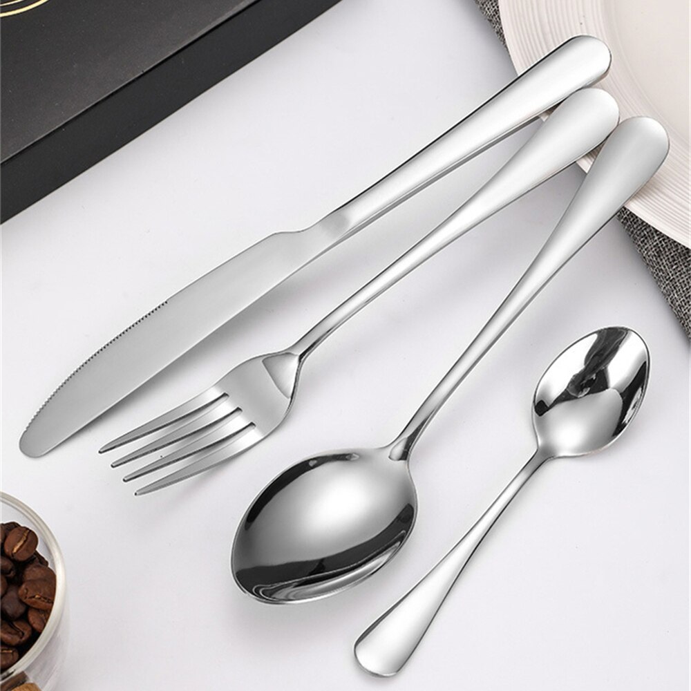 Luxury Tableware Set Box Stainless Steel Cutlery Set Knife Fork Spoon Golden Flatware Dinnerware Set Box