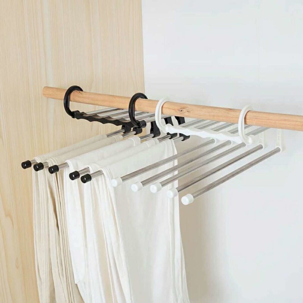 Porte-vêtements Portable multifonctionnel porte-pantalon en acier inoxydable porte-pantalon organisateur de vêtements tige de rangement blanc