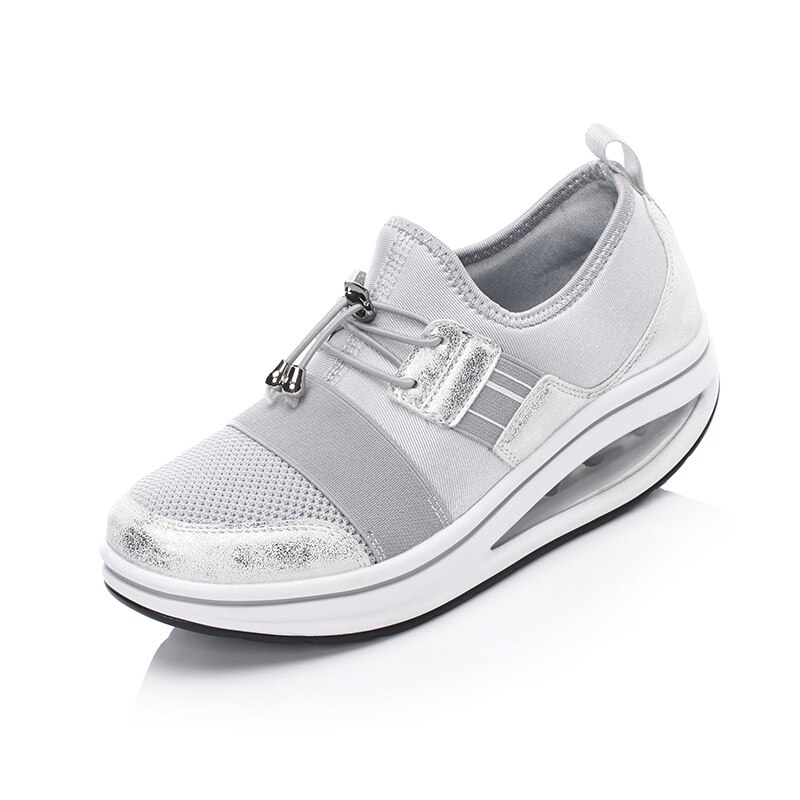 Women Flat Platform Toning Shoes Black Gray Comfortable Ladies Walking Sneakers Spring Autumn Women Slimming Trainer